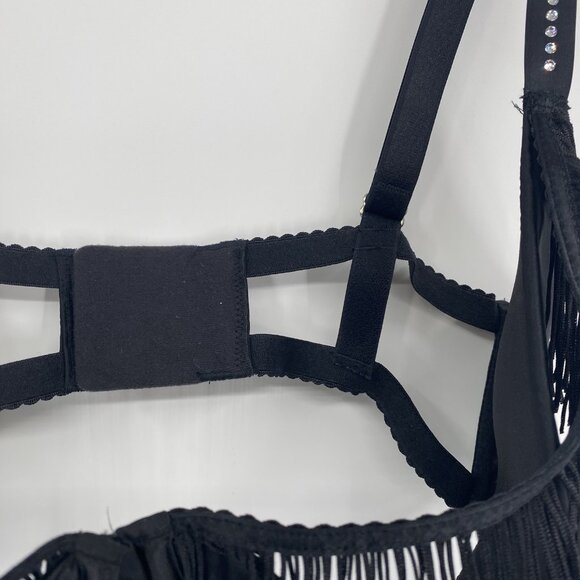 Victoria's Secret Size M-DD VERY SEXY Fringe Open Quarter Cup Shine Strap Bra - Picture 7 of 12